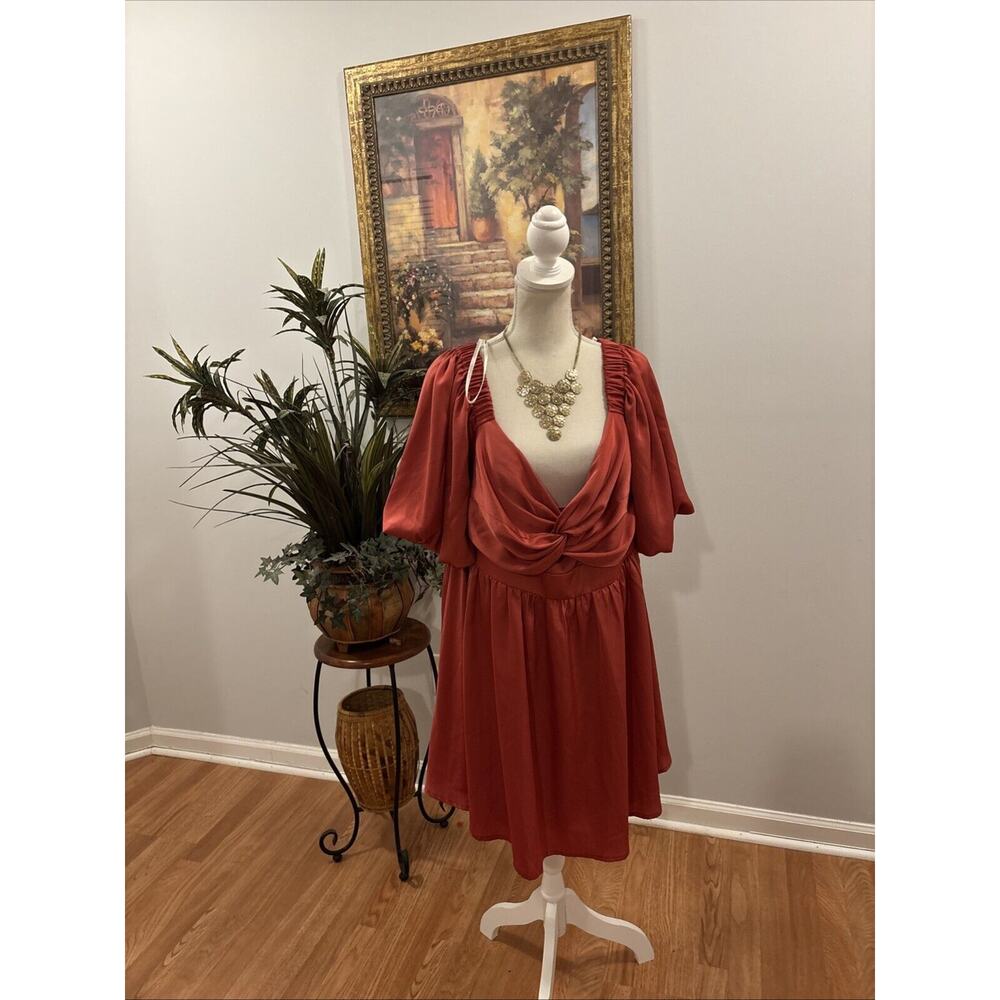 Arula Women Baby Doll Tunic Size X Ruched Square Neckline Zipper Back